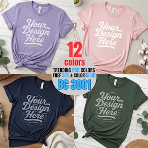 Bella Canvas 3001 T-shirt Flat Lay Mockup Bundle | BC 3001 Shirt Flatlay Mock-up Bundle | Real Product | Minimal Simple orma Background