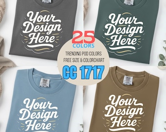 Flatlay Comfort Colors C1717 Shirt-Mockup-Bundle | T-Shirt-Mockup-Pakete | Weißer Hintergrund | 25 Farben | POD Etsy-Mockup