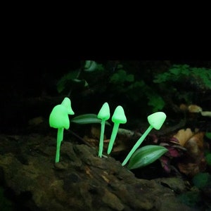 Glowing white polymer clay mushrooms