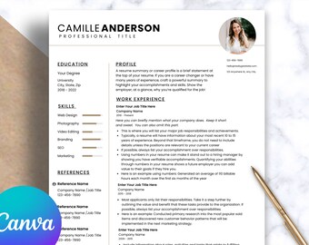 Resume Template, Canva Template, Clean Resume, Modern Resume, Easy to Edit in Canva