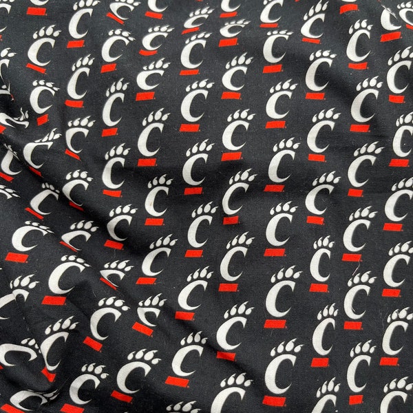 University of Cincinnati Bearcat Poplin Fabric- By the half Yard