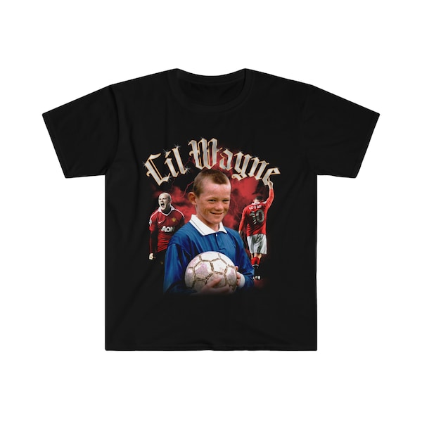 Soccer Star Wayne Rooney and Rapper Lil Wayne Font Mashup Shirt - Unisex Vintage Graphic T-Shirt