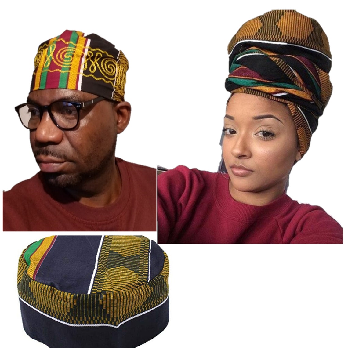 Embroidery African Traditional Kente Style 4 Print Kufi Hat - Etsy