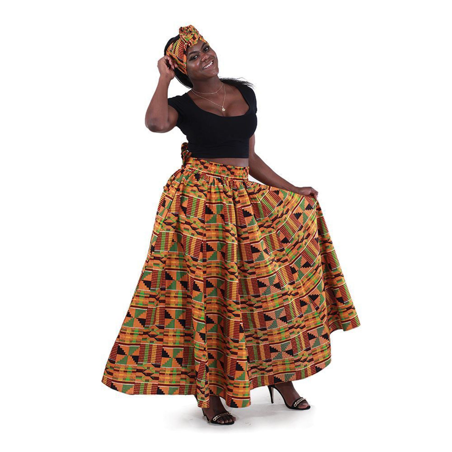 African Traditional Kente Print Type 2 Long Skirt With - Etsy UK