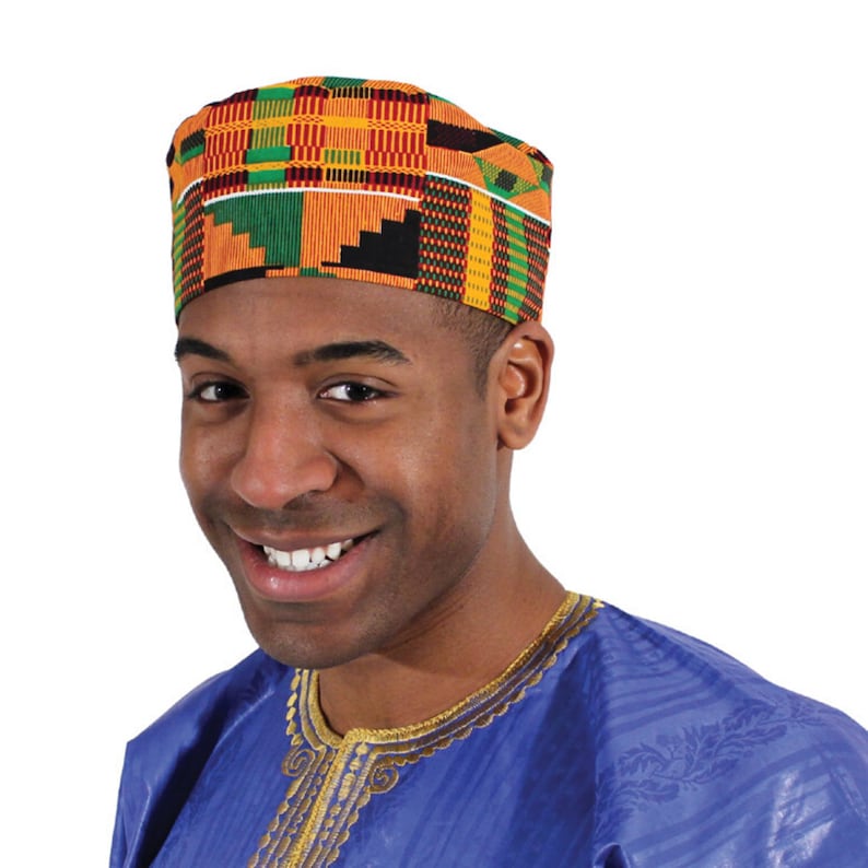 African Traditional Kente Kufi Hat Style 2: for Men and Women image 1