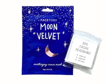 MOISTURIZING Moon Velvet Sheet Mask Gift Set with Spa Headband, Self Care Spa Gift for Women, Spa Day at Home, Build a Gift Box Add Ons