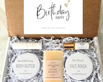 Caja de regalo de spa "FELIZ CUMPLEAÑOS", regalo para mimar a una amiga, paquete de cuidado personal, set de aromaterapia para mujer, día de spa en casa, regalo para el cuerpo y el baño.