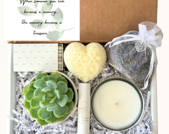 GRIEF GIFT - Sympathy Loss of Father, Mother or Friend,  Memorial Gift, Grieving Friend Care Package, Bereavement Box, Succulent & Candle