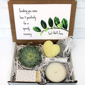 GET WELL SOON  | Succulent Candle Gift Box | Thinking of You | Care Package | Friend Gift | Recovery Care Package | After Surgery Gift Set