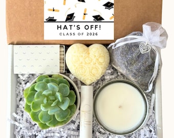 CLASS OF 2026 Graduation Gift Box with Succulent & Candle, Congratulations Present, Spa Box, College or High School Degree, Grad Gift Set