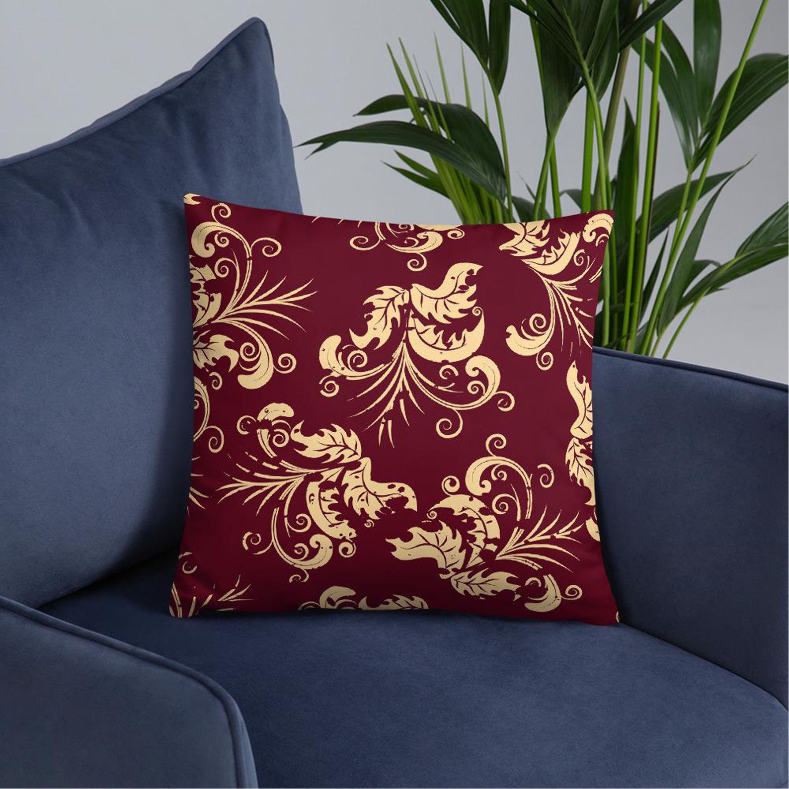 Paisley Throw Pillow Burgundy and Gold Pillow Damask Gold Etsy