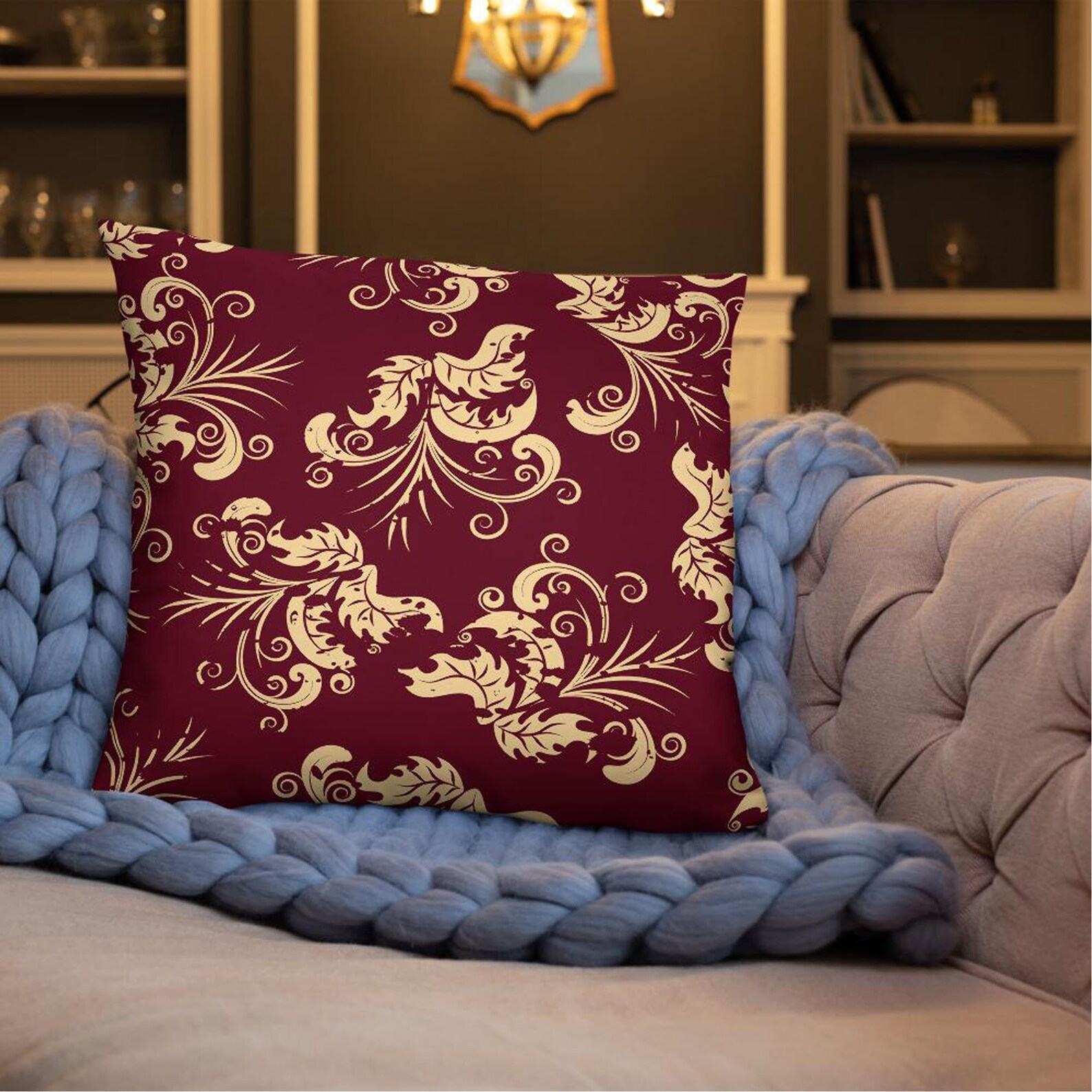 Paisley Throw Pillow Burgundy and Gold Pillow Damask Gold Etsy