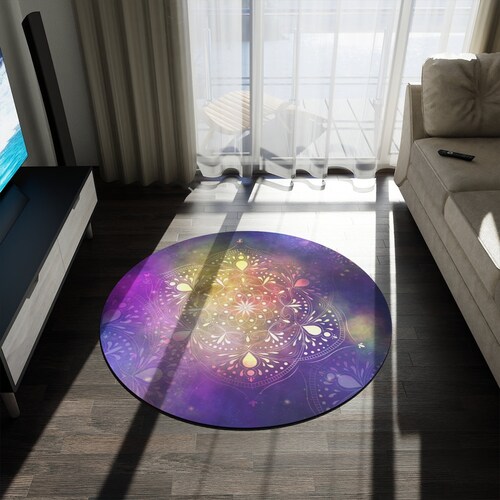 Shops Mandala Round Area Rug, Purple Area Rug, Boho Area Rug, Floral Mandala Decorative Area Rug, Mandala Carpet, Bohemian Round Area Rug