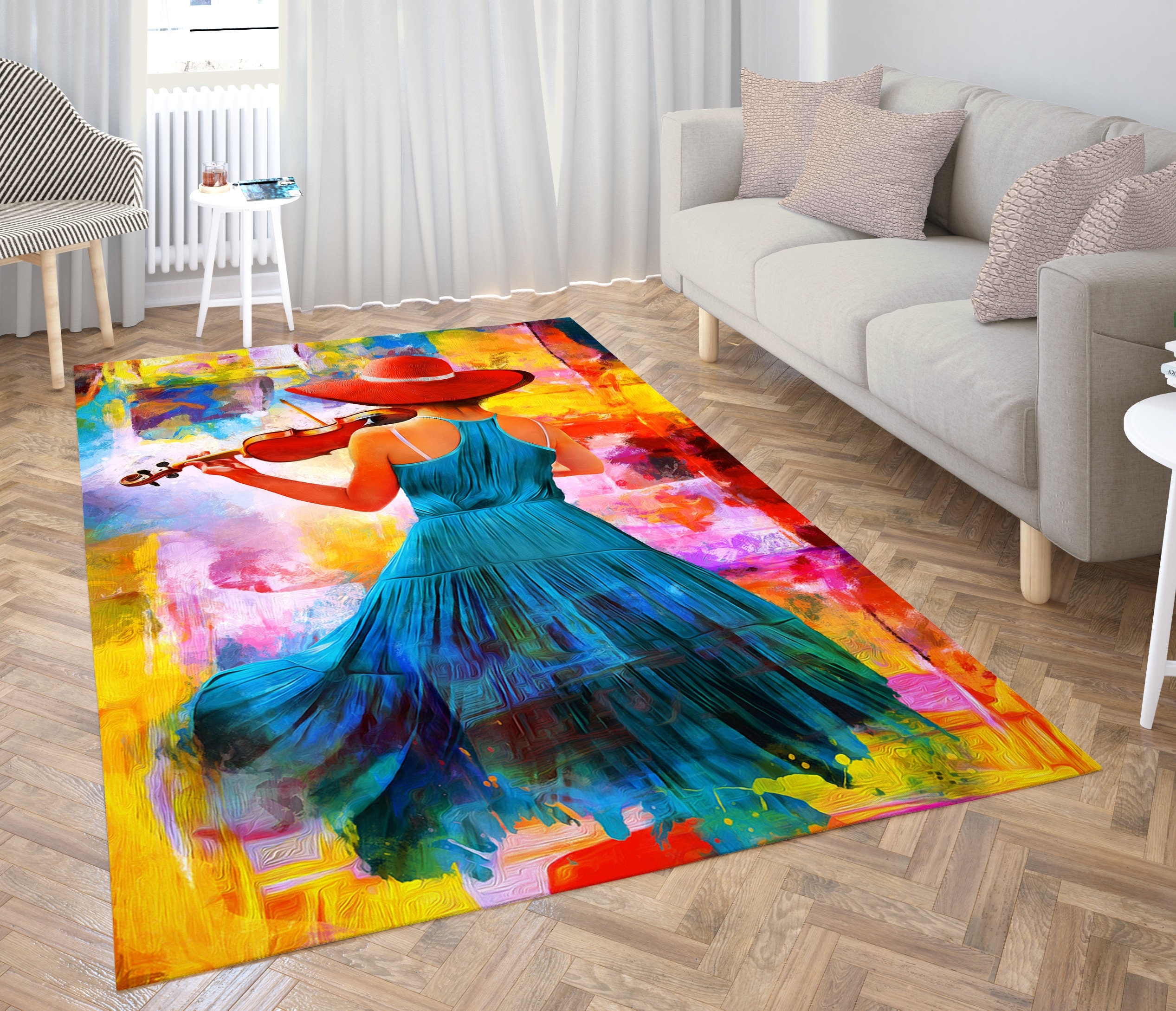 Oil Paint Art Area Rug Abstract Painting Area Rug A Girl - Etsy India
