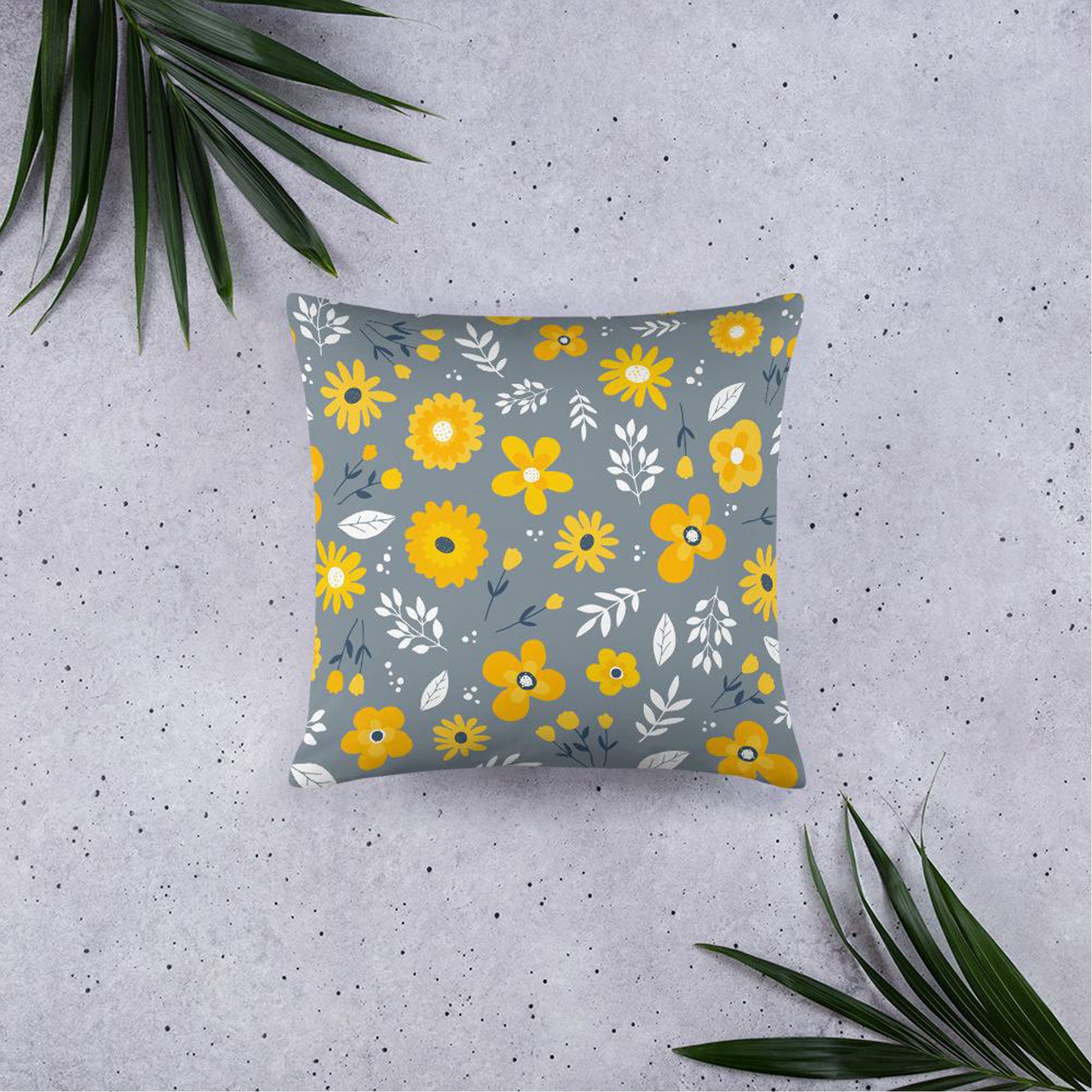 Daisy Throw Pillow Yellow and Gray Throw Pillow Cute Daisy Etsy