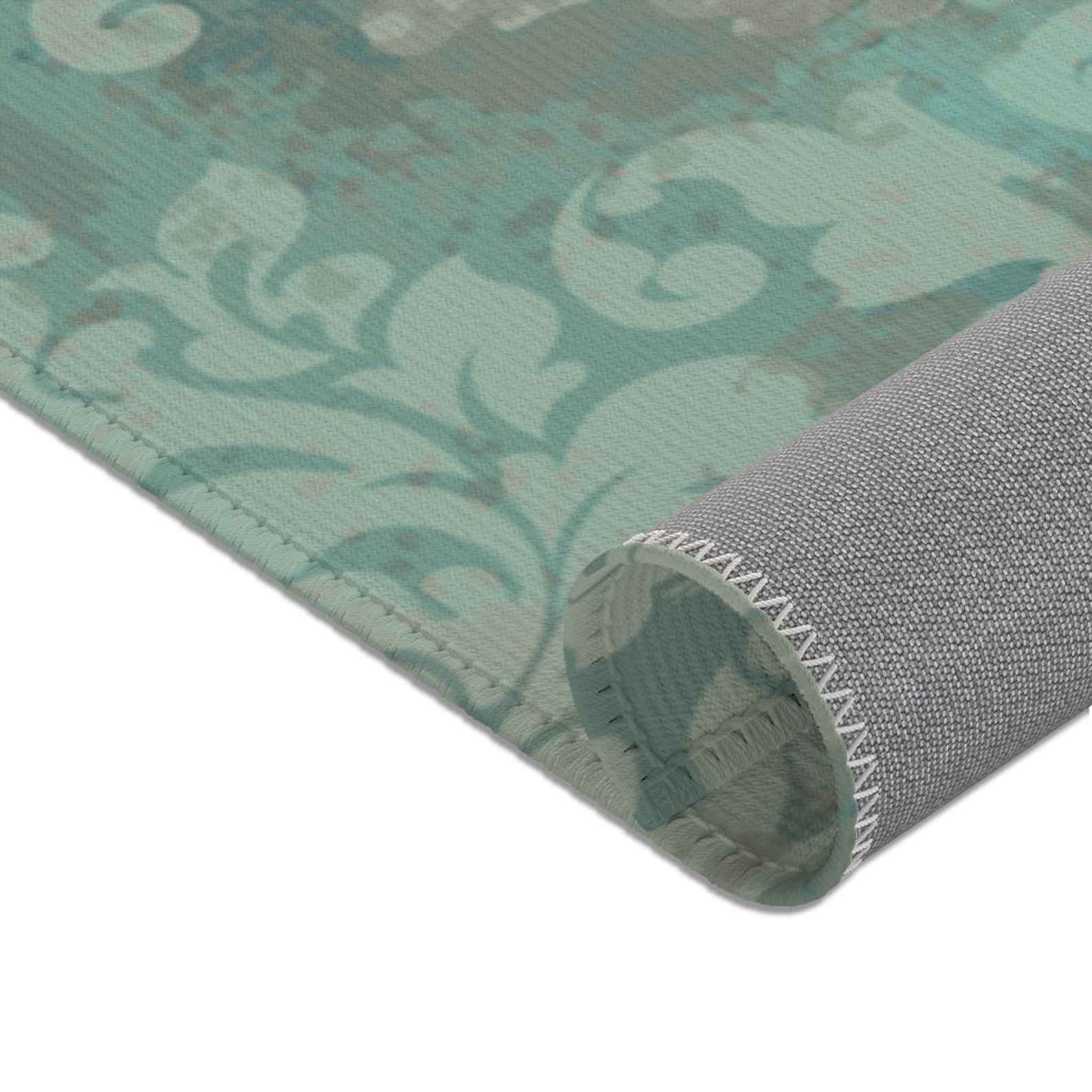 Teal Oriental Area Rug Damask Design Baroque Area Rug Etsy