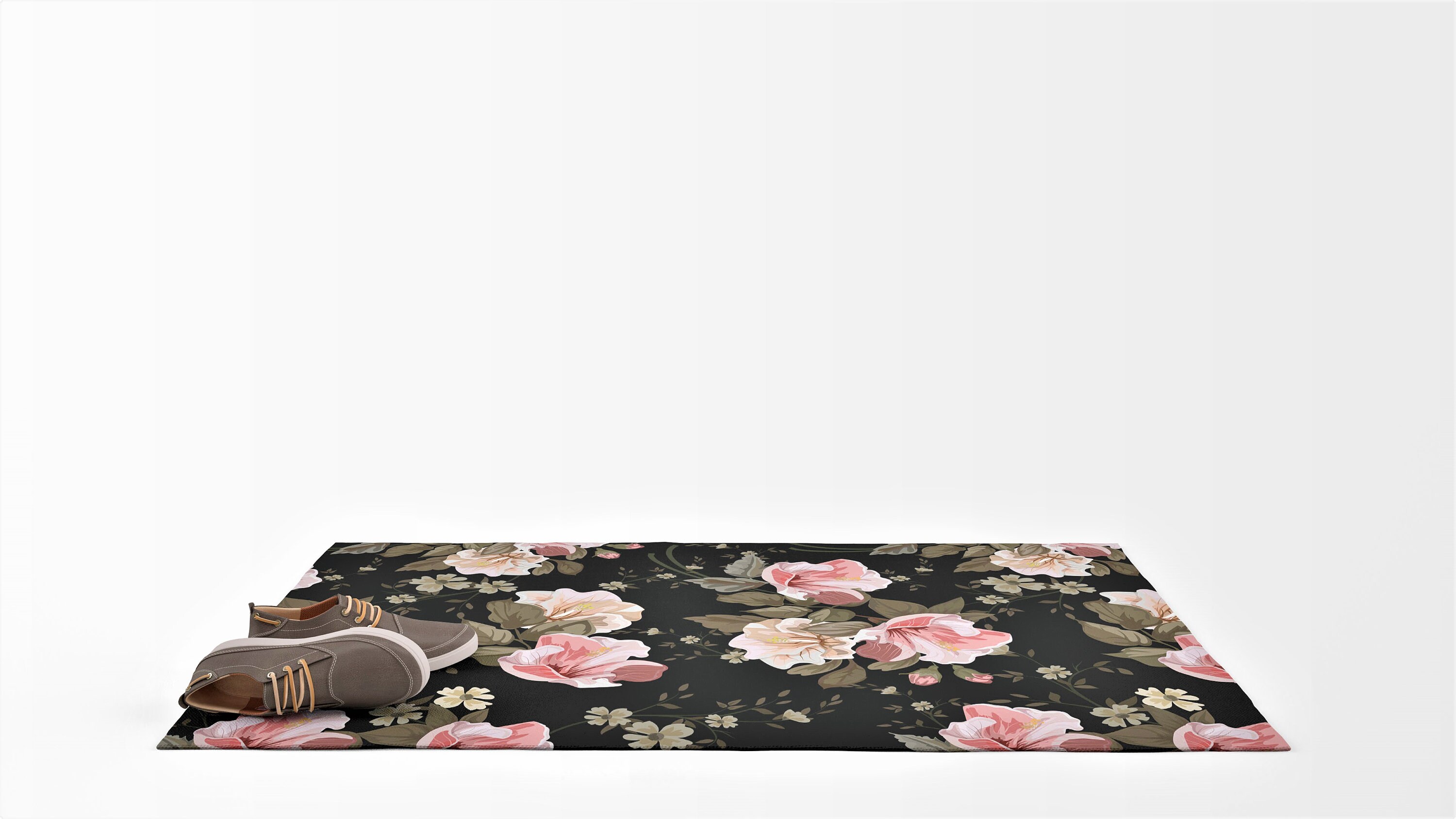 Floral Area Rug Black and Pink Area Rug Floral Vintage Black Etsy UK