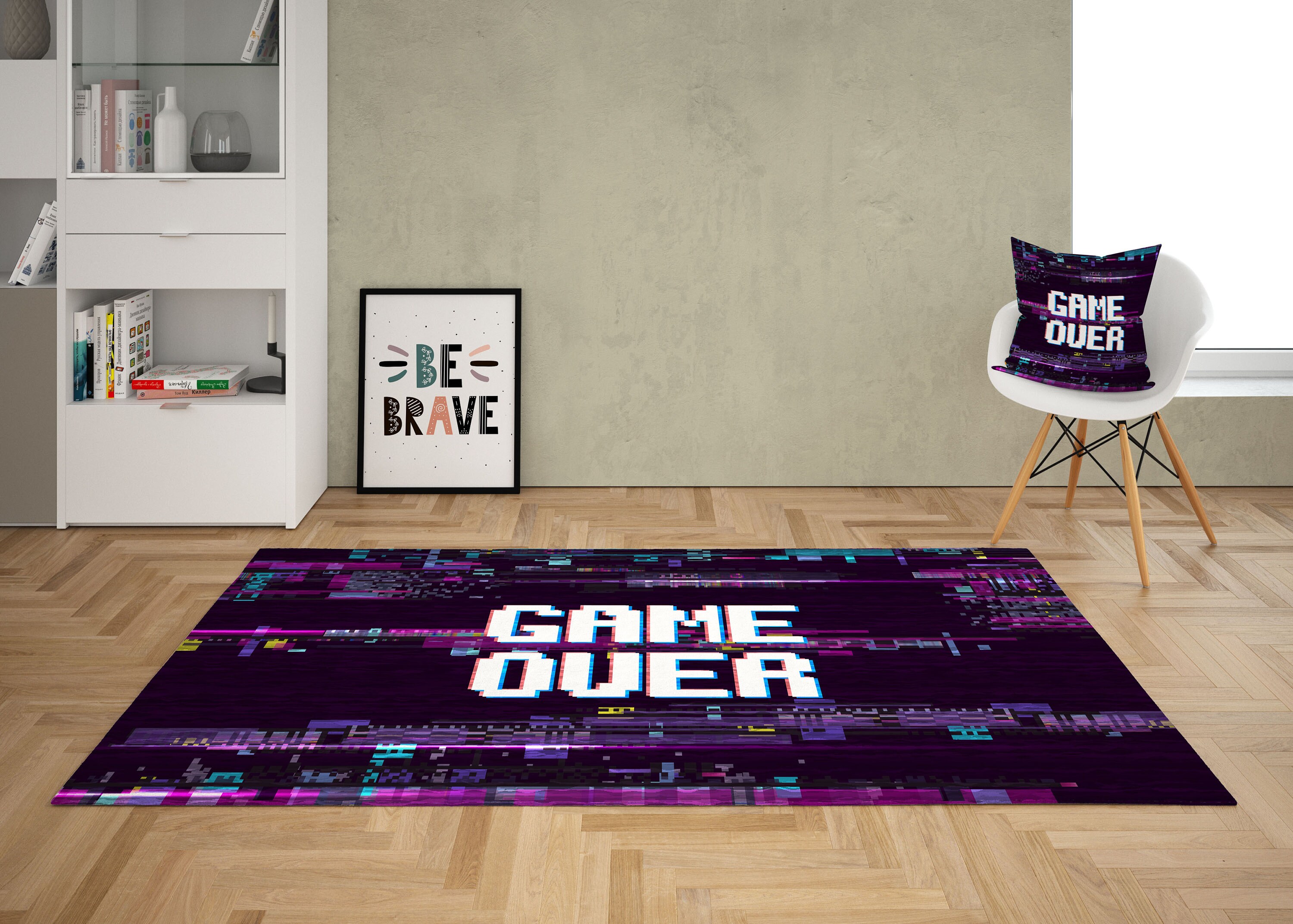 Light Dark Purple White Area Rug Computer Game Over Area Rug Etsy Ireland