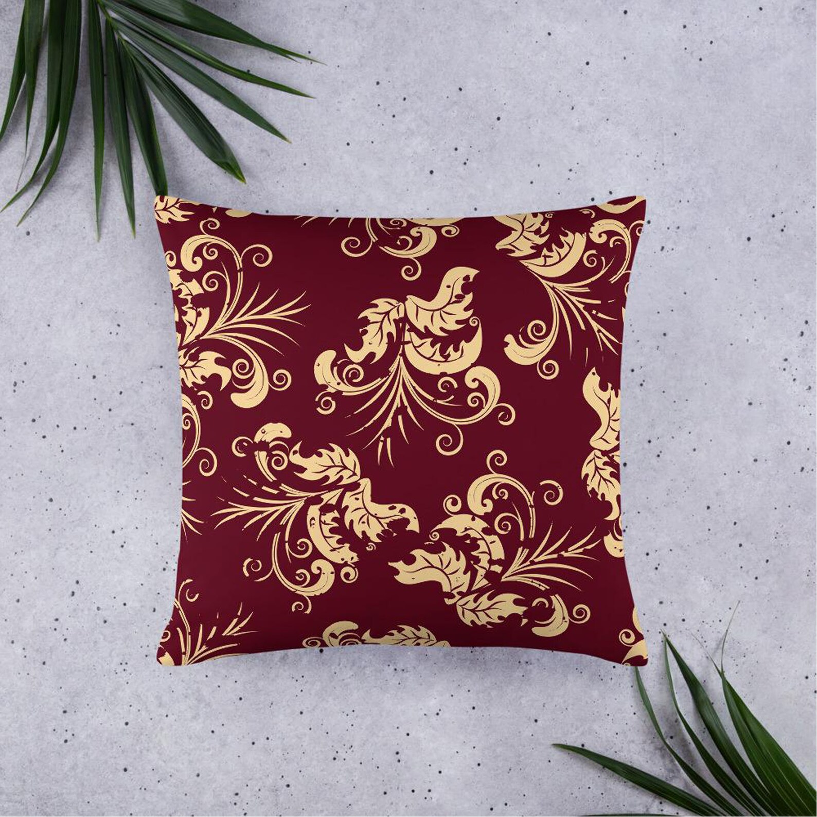 Paisley Throw Pillow Burgundy and Gold Pillow Damask Gold Etsy