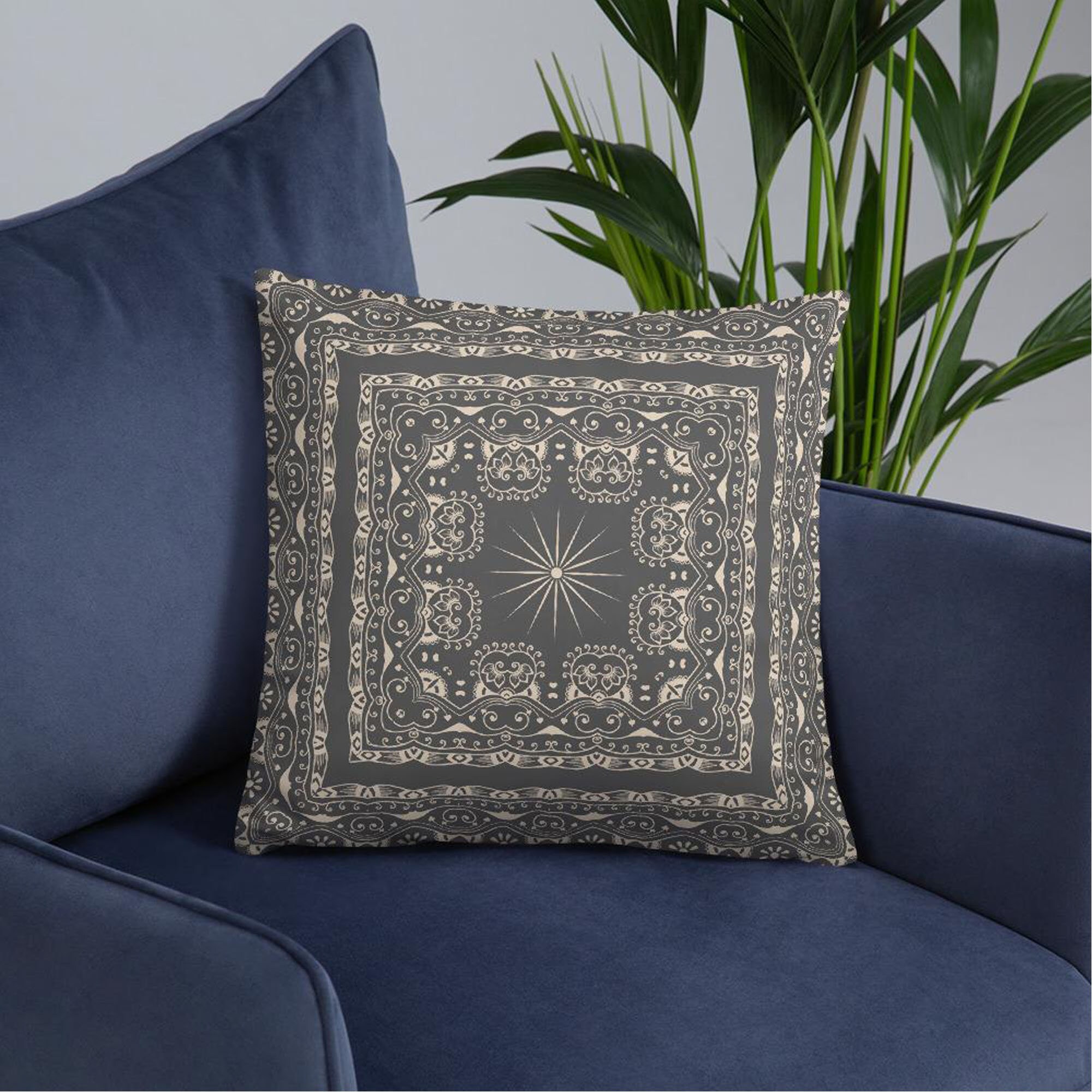 Gray Throw Pillow Gray and Beige Tile Throw Pillow Gray Etsy