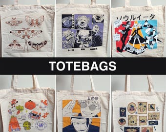 COTTON ILLUSTRATED TOTEBAGS | witchcore, anime, original