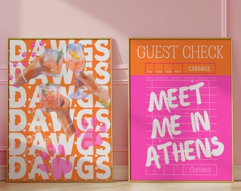 ATHENS, GA Print Bar Cart Art Meet Me in Athens Trendy Wall Art Guest Check Poster Print Trendy Printable Art- University of Georgia