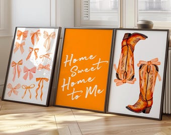 University of Tennessee Vols set van 3, preppy muurkunst, Coastal Cowgirl, DIGITALE DOWNLOAD, inrichting universiteitsappartement, Bows Boots and Vols
