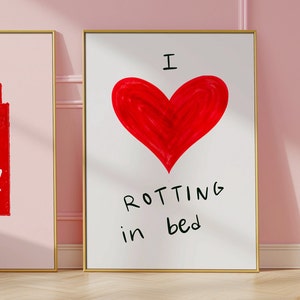 Ik hou van rotten in bed Art Print, DIGITALE DOWNLOAD, trendy abstracte kunst, Vogue Art Print, college appartement decor, kunst aan de muur, preppy art print