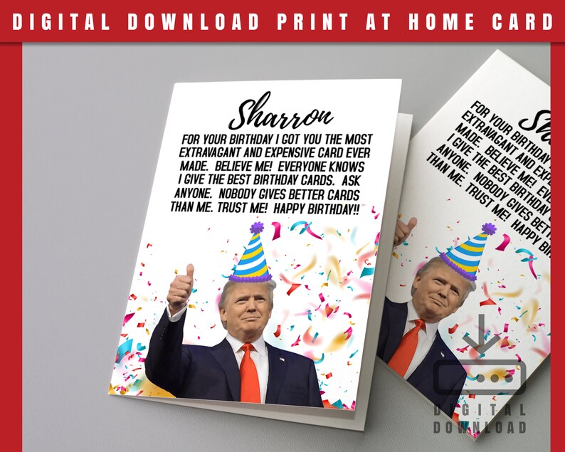 Trump Birthday Card Printable Card Print At Home Card Greeting | Etsy