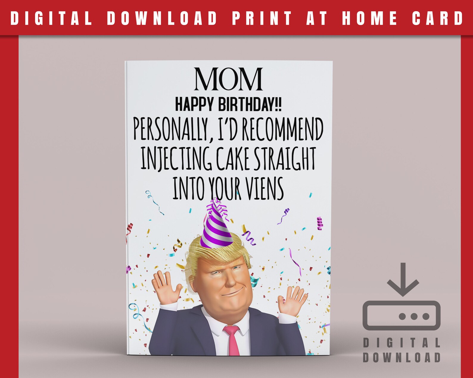 Trump Birthday Card Printable Card Print At Home Card Greeting | Etsy