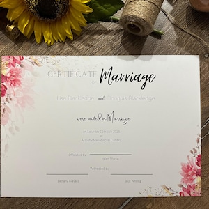 Heiratserneuerungsurkunde