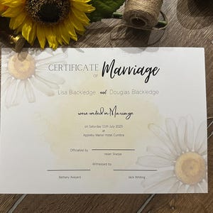 Certificado de matrimonio y renovación de votos