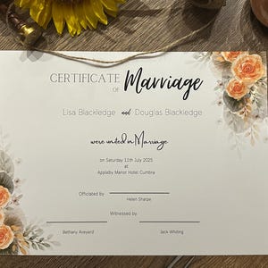 Certificado de matrimonio y renovación de votos