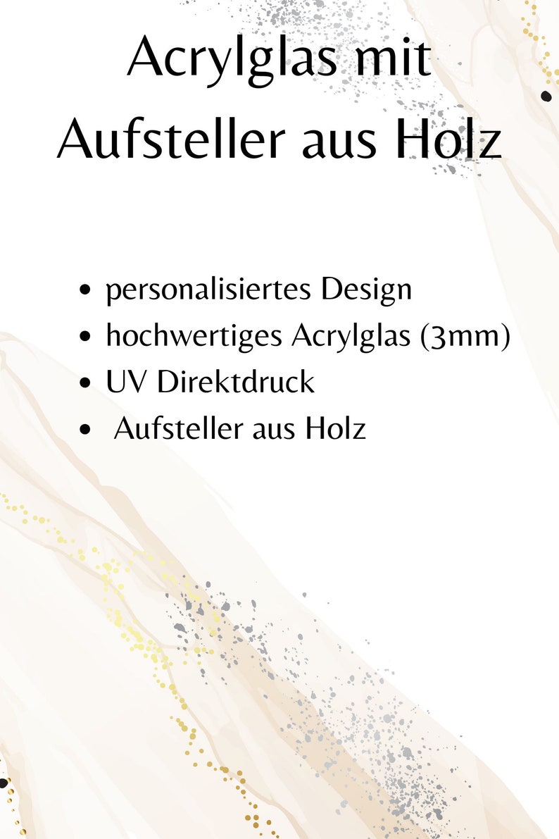 personalisiertes Geschenk auf Acrylglas mit Aufsteller aus Holz Blumenwiese Spruch Bild 6