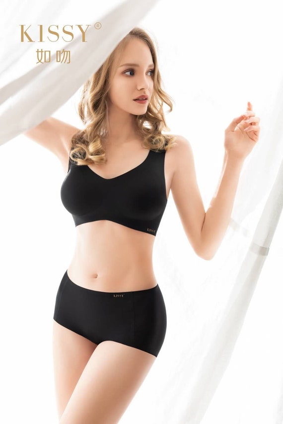 Black Wireless and Seamless Push up Bralette and Panty Set. Best