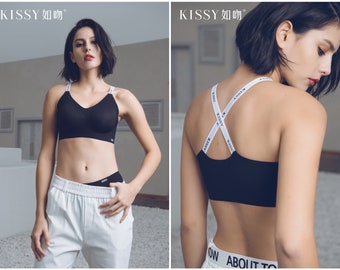 Black / Grey crisscross Wireless Sport Bra and Seamless Panty Set. Best bra for sports, Yoga and daily wear