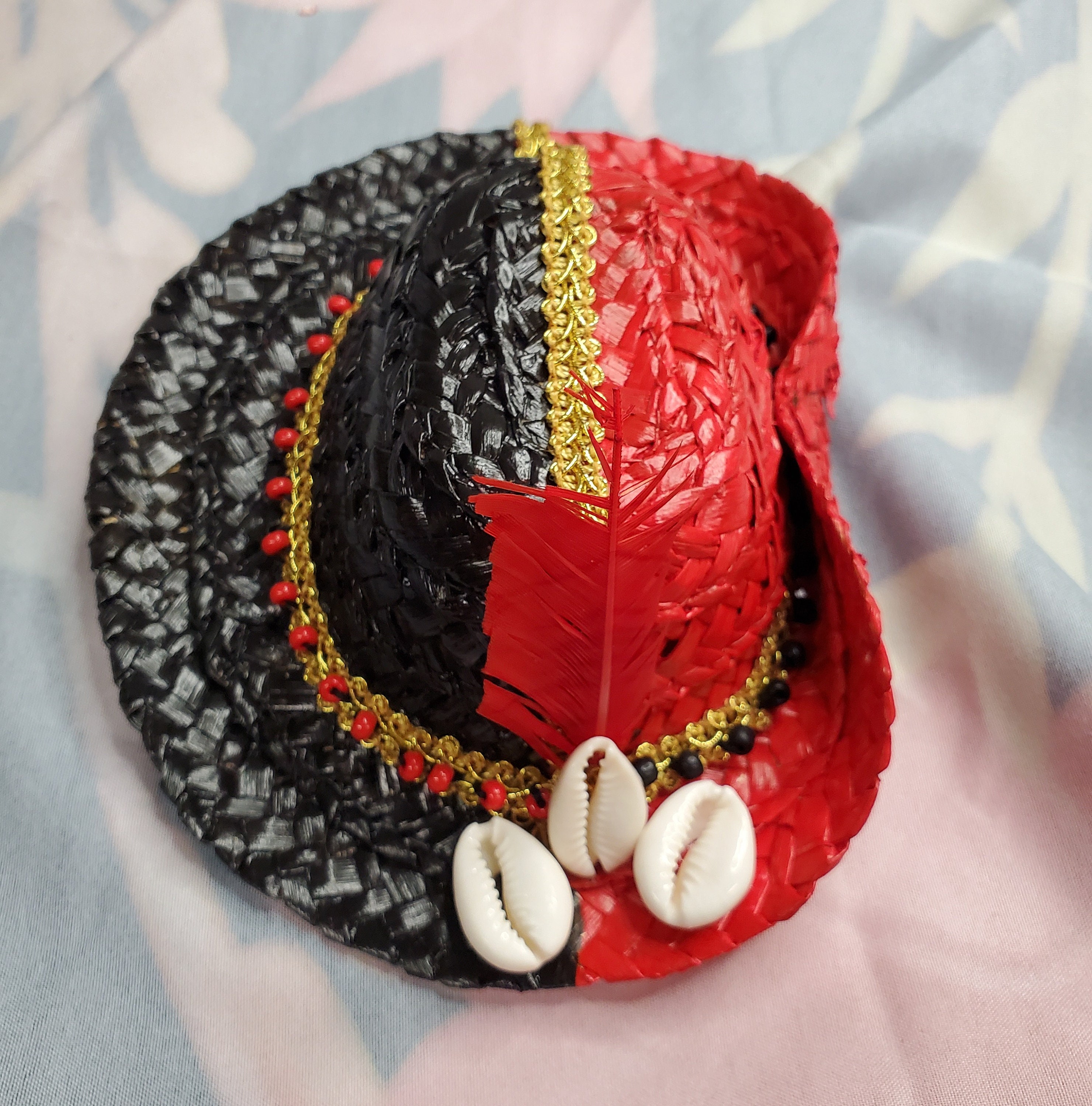 Sombrero de Elegua, Elegua Hat, Beaded hat for Elegua, Orisha Eshu