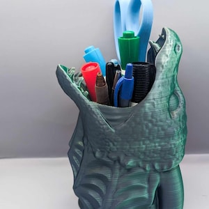 Dragon Head Pencil Holder! Mouth Open as It rises from its Darkened Hoard!!!