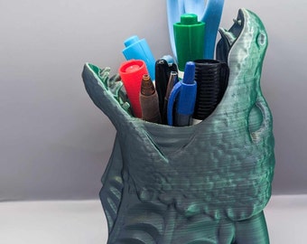 Dragon Head Pencil Holder! Mouth Open as It rises from its Darkened Hoard!!!