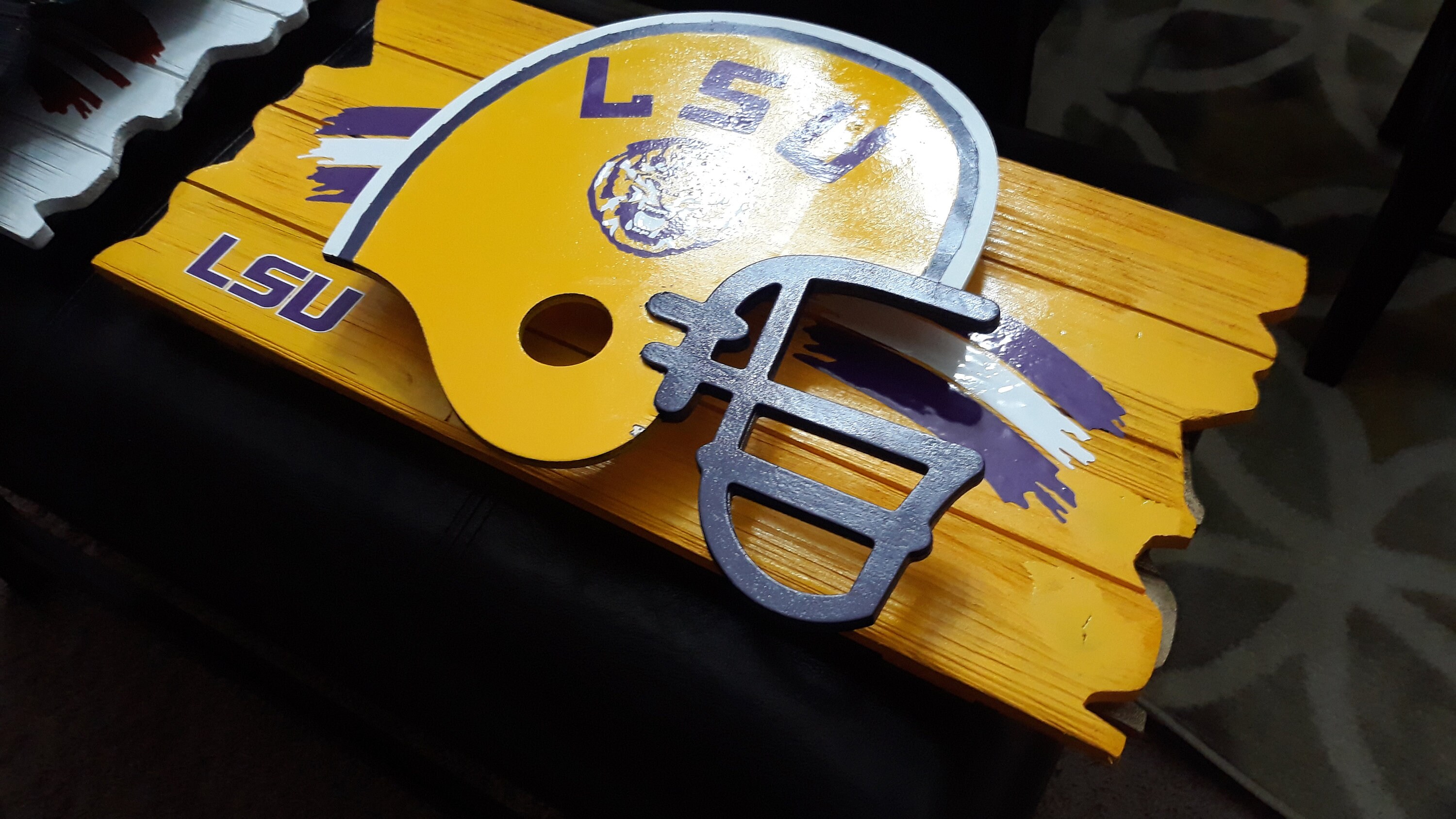 Tigers Wooden Football Helmet Pallet Sign Door Hanger Wall Etsy