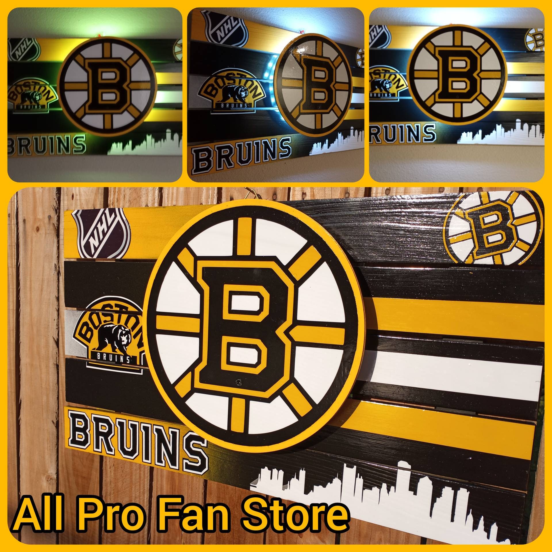 Boston Bruins Bear 3D Wood Sign 