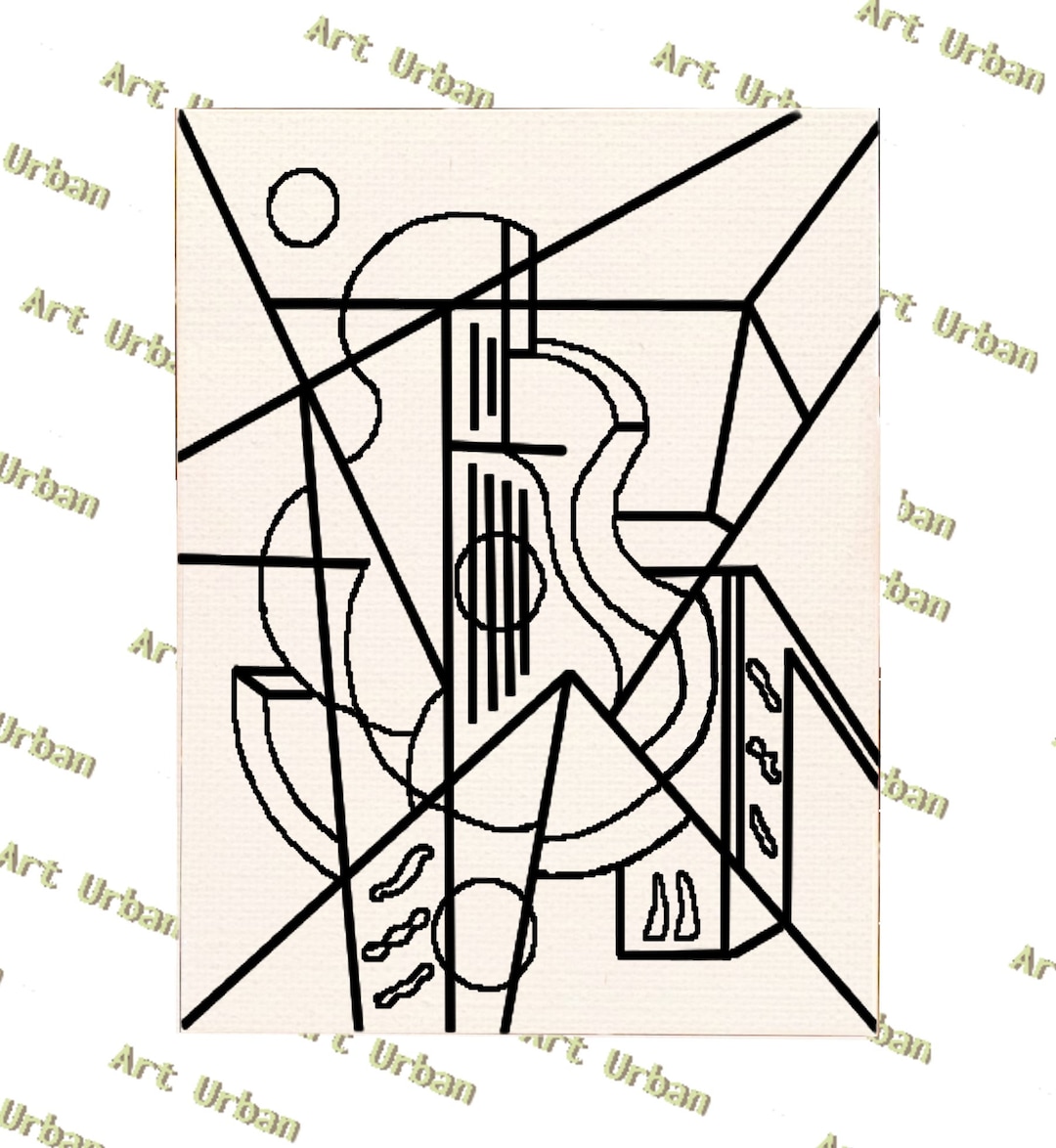 Abstract 5 Pre Sketched Canvas, Pre Drawn Canvas for Painting, Sip and