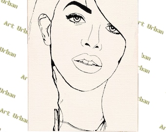Aaliyah Pt 1 Pre Sketched Canvas, Pre Drawn Canvas for Painting, Sip and Paint Canvas, Art Kits, Paint Party Canvas, Art Activity
