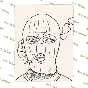 Ski Mask Gang 2 Pre Sketched Canvas, Pre Drawn Canvas for Painting, Sip and Paint Canvas, Art Kits, Paint Party Canvas, Art Activity