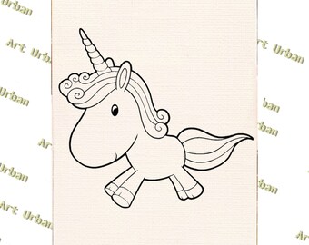 Unicorn 3 Pre Sketched Canvas, Kids Painting, Kids Painting Canvas, Art Kits, Paint Party Canvas, Art Activity