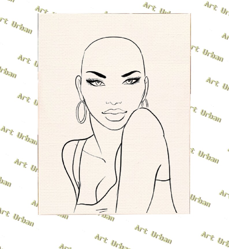 Bald & Beautiful Pre Sketched Canvas Pre Drawn Canvas for - Etsy