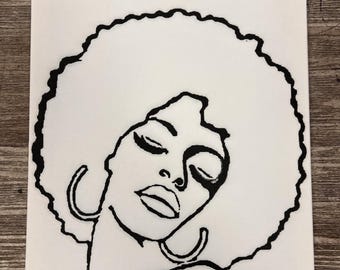 Woman with Afro Pre Sketched Canvas, Pre Drawn Canvas for Painting, Sip and Paint Canvas, Art Kits, Paint Party Canvas, Art Activity