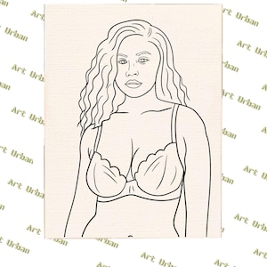 Curvy Confident Pre Sketched Canvas, Pre Drawn Canvas for Painting, Sip and Paint Canvas, Art Kits, Paint Party Canvas, Art Activity