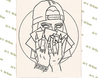 Trap Queen 1 Pre Sketched Canvas, Pre Drawn Canvas for Painting, Sip and Paint Canvas, Art Kits, Paint Party Canvas, Art Activity
