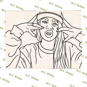 Trap Queen Pt 3 Pre Sketched Canvas, Pre Drawn Canvas for Painting, Sip and Paint Canvas, Art Kits, Paint Party Canvas, Art Activity